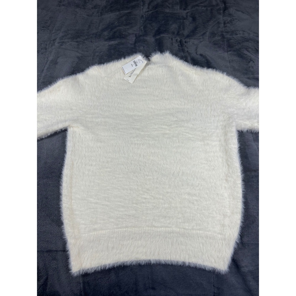 Banana Republic Womens Petite S Cream Eyelash Fuzzy Gold Button Sweater 656777‎